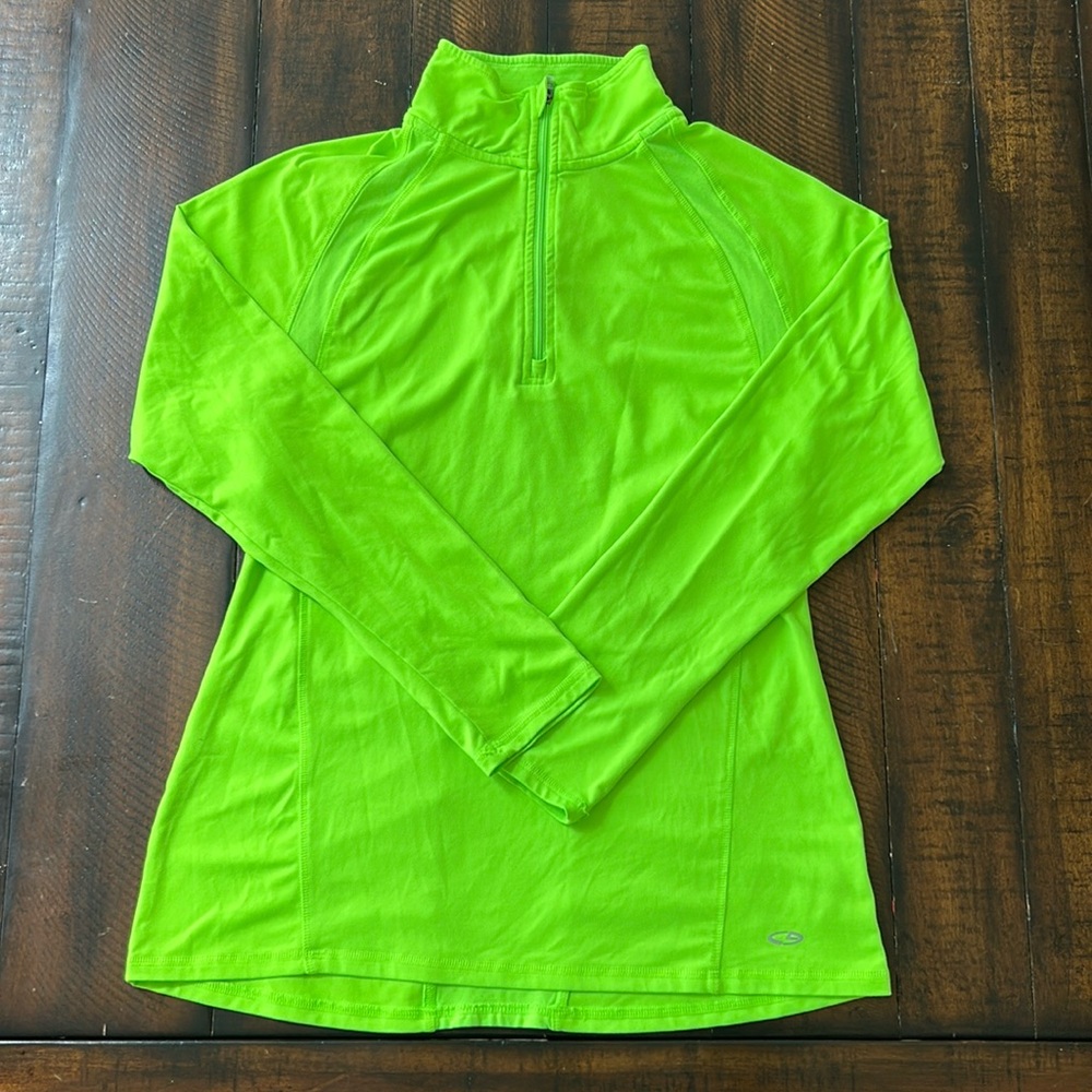 Champion Women's Quarter Zip 
Activewear Top 
Neon Green 
Size S
